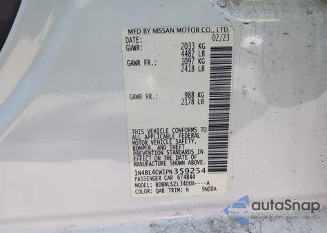 2023 Nissan Altima Sr Intelligent Awd from USA, damaged, VIN 1N4BL4CW1PN359254